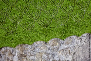 Close up of stitch patterns in A-Frame Huts 